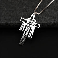 Stainless Steel Thorn Jesus Cross Necklace – Christian Pendant Jewelry with 70cm Chain - YanaChi Store