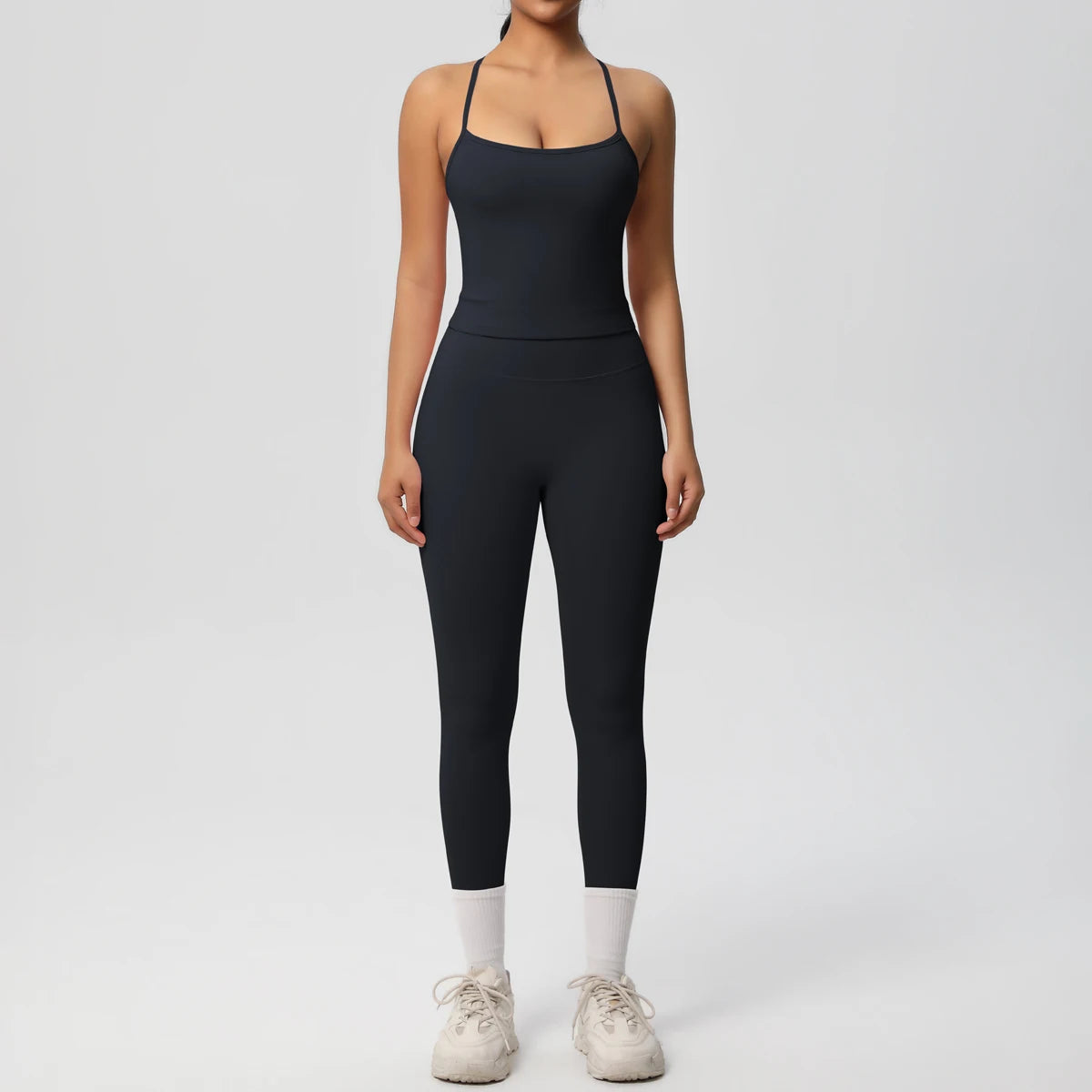 Women's 2-Piece Yoga Set: Hanging Neck Bra & Sports Shorts for Fitness