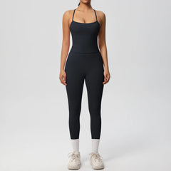 Women's 2-Piece Yoga Set: Hanging Neck Bra & Sports Shorts for Fitness