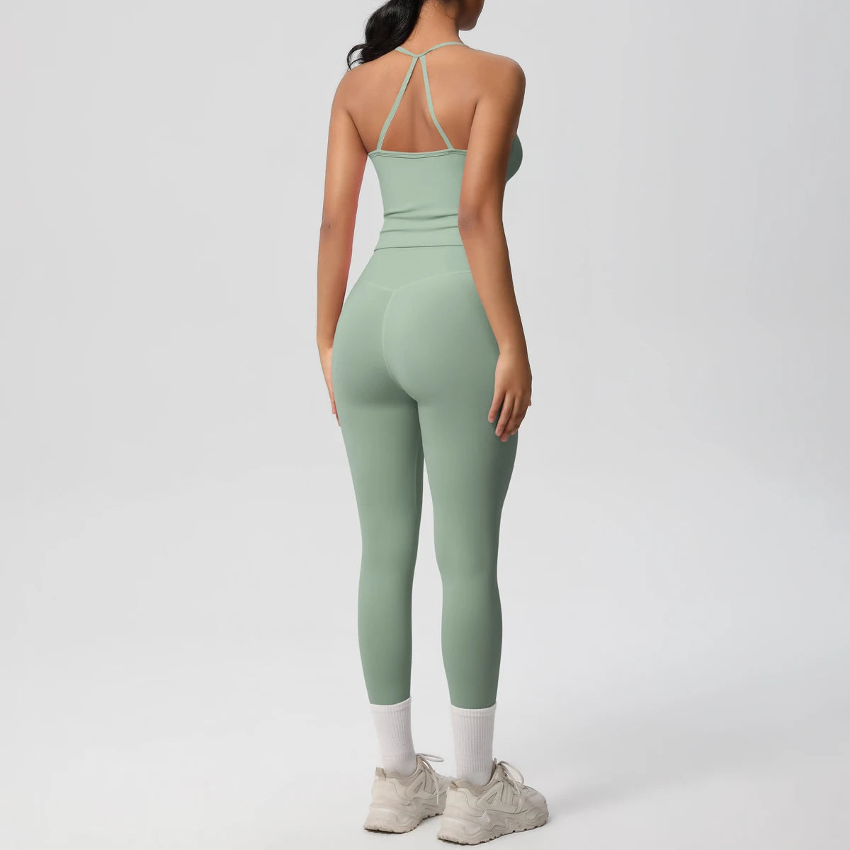 Women's 2-Piece Yoga Set: Hanging Neck Bra & Sports Shorts for Fitness