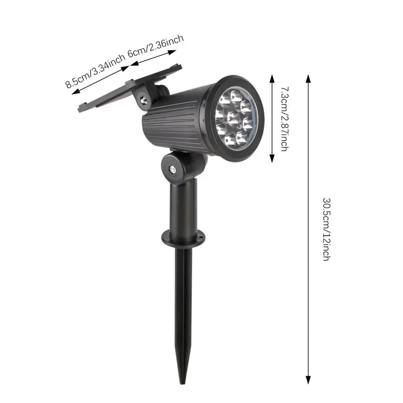 Solar-Powered Spotlights – 9 LEDs, IP65 Waterproof, Perfect for Driveways and Lawns - YanaChi Store