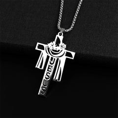 Stainless Steel Thorn Jesus Cross Necklace – Christian Pendant Jewelry with 70cm Chain - YanaChi Store