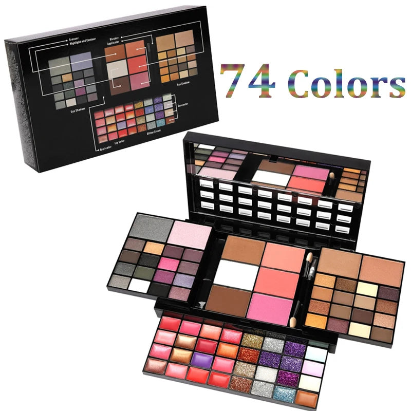 74-Color Professional Makeup Set – Lip Gloss, Eyeshadow, Blush & Highlight - YanaChi Store