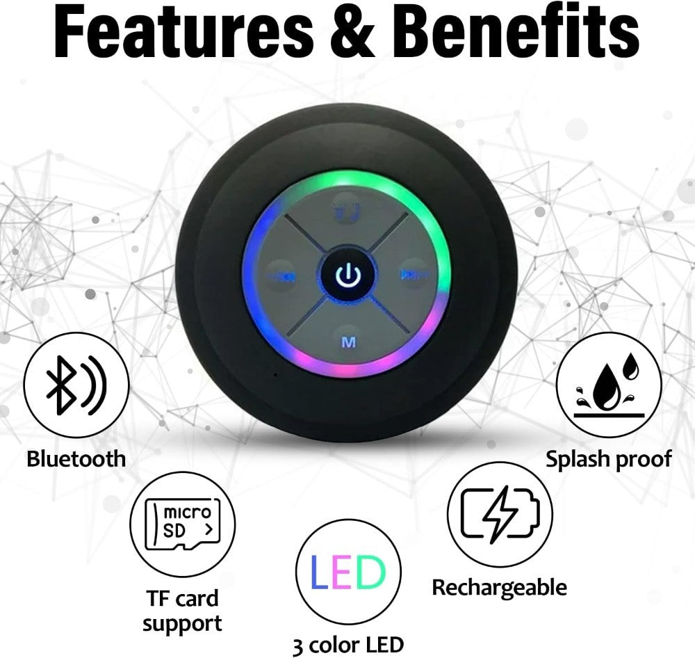 Bathroom Wireless Speaker – USB Charging, Suction Cup Secure Installation, Button Control - YanaChi Store