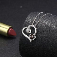 S925 Silver Half Moon Diamond Projection Necklace - YanaChi Store