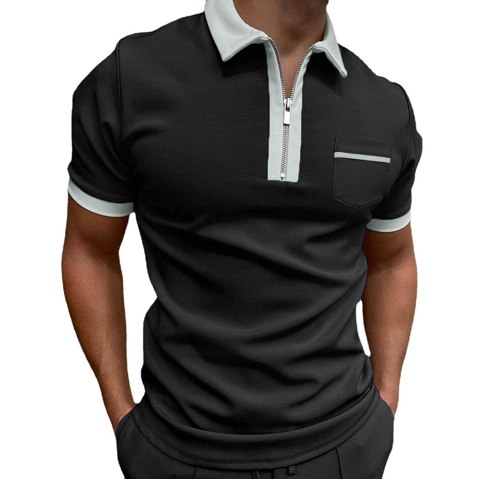 Men's Cotton Polo T-Shirt – Slim Pocket Design, European & American Style - YanaChi Store