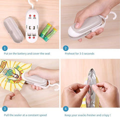 2PACK Mini Bag Sealer, Portable Heat Vacuum Sealers Plastic Sealer, 2 In 1 Heat Seal And Cutter Mini Food Sealer For Plastic Bags Food Storag - YanaChi Store