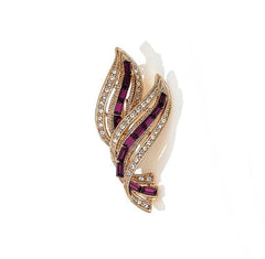 Xiaoxiangfeng Diamond Studded Leaf Brooch - YanaChi Store