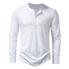 Men's Long Sleeve Henry Collar T-Shirt – Fashionable Button Top - YanaChi Store