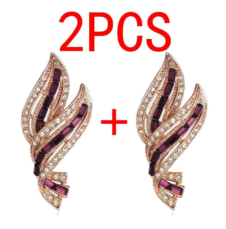 Xiaoxiangfeng Diamond Studded Leaf Brooch - YanaChi Store