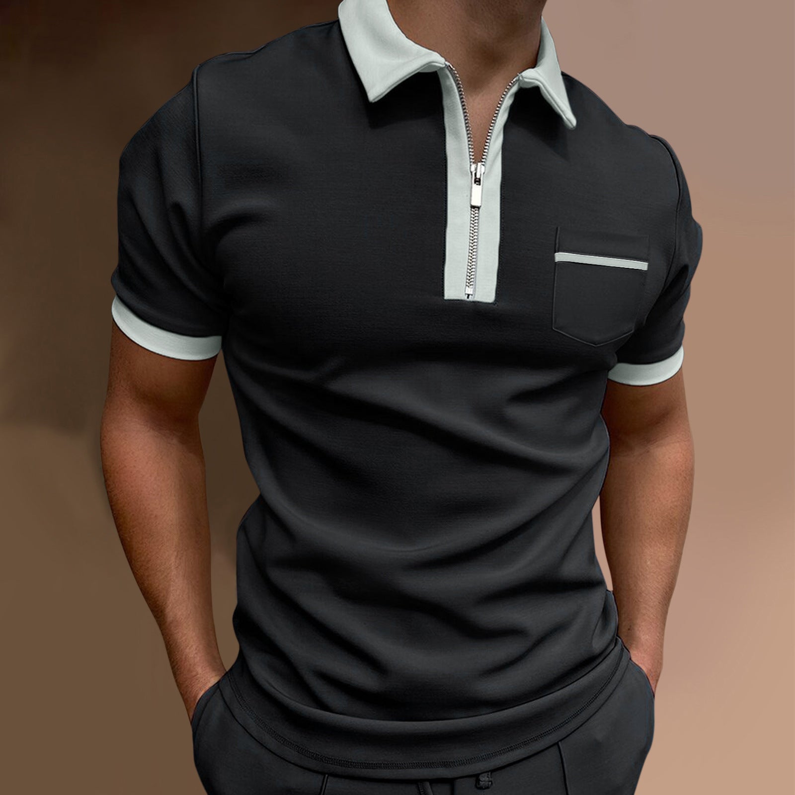 Men's Cotton Polo T-Shirt – Slim Pocket Design, European & American Style - YanaChi Store