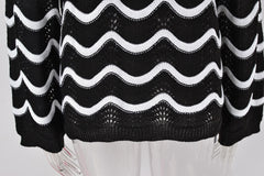 Women's Long Sleeve Knitwear – Loose Fit Pullover Sweater with Stitching Design - YanaChi Store