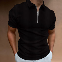 Men's Striped Zipper T-Shirt – Solid Color comfort Blend - YanaChi Store