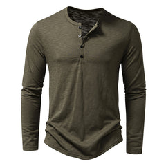 Men's Long Sleeve Henry Collar T-Shirt – Fashionable Button Top - YanaChi Store