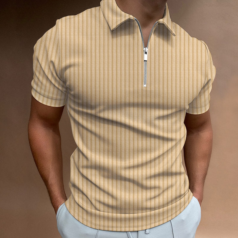 Men's Striped Zipper T-Shirt – Solid Color comfort Blend - YanaChi Store
