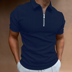 Men's Striped Zipper T-Shirt – Solid Color comfort Blend - YanaChi Store