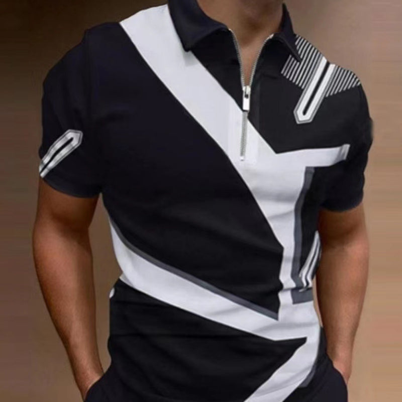 Men's Fashion Loose Lapel Zipper Polo Shirt – Casual Printed Leisure T-Shirt - YanaChi Store