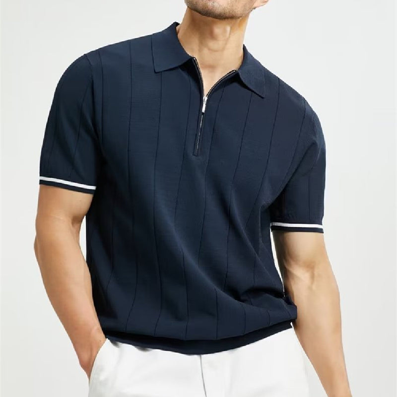 Fashion Short-sleeved Polo Shirt Summer Lapel Zipper T-shirt Tops Mens Clothing - YanaChi Store