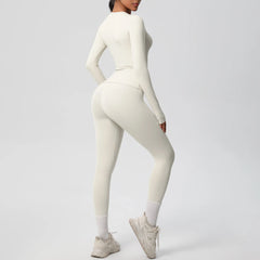 Women's 2-Piece Yoga Set: Long Sleeve Crop Top & Leggings for Gym and Fitness