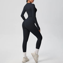 Women's 2-Piece Yoga Set: Long Sleeve Crop Top & Leggings for Gym and Fitness