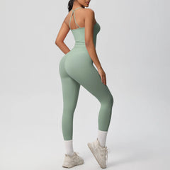Women's 2-Piece Yoga Set: Hanging Neck Bra & Sports Shorts for Fitness