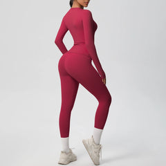 Women's 2-Piece Yoga Set: Long Sleeve Crop Top & Leggings for Gym and Fitness
