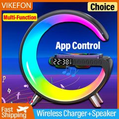 Wireless Charging Station with Bluetooth 5.0 Speaker, RGB Lights & Alarm Clock - YanaChi Store