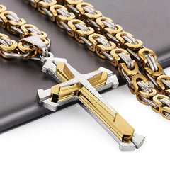 Men's Stainless Steel Cross Pendant Necklace – 45cm Chain, Anti-Fading Design, With Gift Box - YanaChi Store