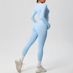Women's 2-Piece Yoga Set: Long Sleeve Crop Top & Leggings for Gym and Fitness