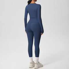 Women's 2-Piece Yoga Set: Long Sleeve Crop Top & Leggings for Gym and Fitness