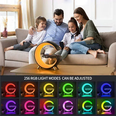 Wireless Charging Station with Bluetooth 5.0 Speaker, RGB Lights & Alarm Clock - YanaChi Store
