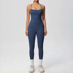 Women's 2-Piece Yoga Set: Hanging Neck Bra & Sports Shorts for Fitness
