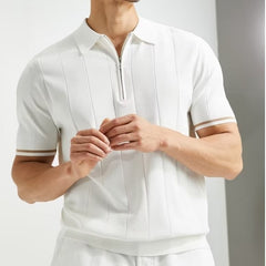 Fashion Short-sleeved Polo Shirt Summer Lapel Zipper T-shirt Tops Mens Clothing - YanaChi Store