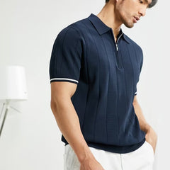 Fashion Short-sleeved Polo Shirt Summer Lapel Zipper T-shirt Tops Mens Clothing - YanaChi Store