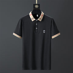 Men's Plaid Collar T-Shirt – Letter Print Casual Wear - YanaChi Store