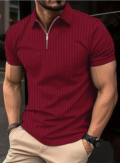 Men's Striped Zipper T-Shirt – Solid Color comfort Blend - YanaChi Store